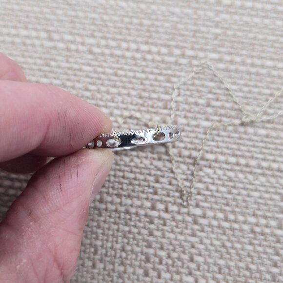 16 Inches Sterling Silver Small Genuine Diamonds Circle Necklace A4216 - Picture 5 of 8